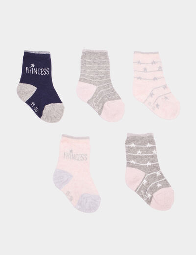 Lot 5 paires chaussettes rose bébé fille