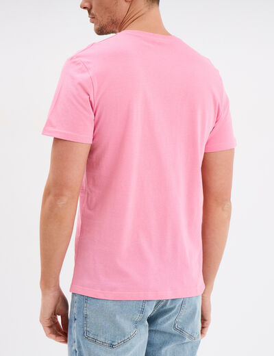 T-shirt droit en coton manches courtes rose homme