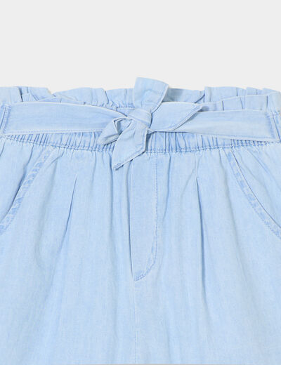Short en jean avec ceinture noeud taille denim triple stone fille