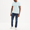 Polo manches courtes bords contrastés bleu pastel homme