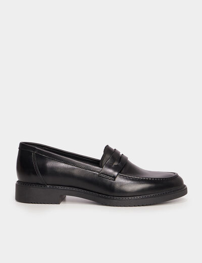 Mocassins en cuir noir femme