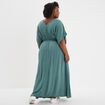 Robe longue en plumetis taille smockée vert foncé femme grande taille