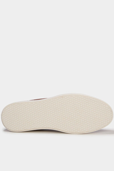 Baskets &agrave; lacets bi-mati&egrave;res marron homme