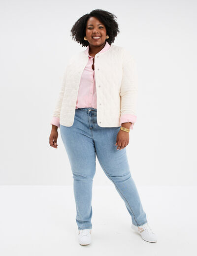 Veste matelassée boutonnée coton ivoire femme grande taille