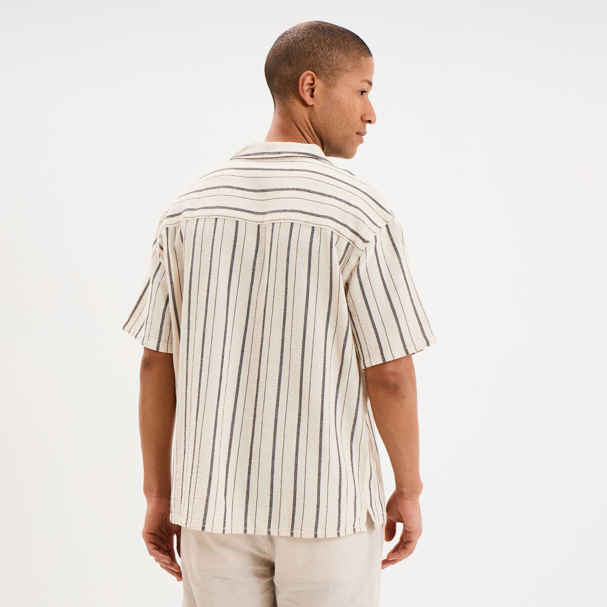 Chemise coton col cubain manches courtes ivoire homme