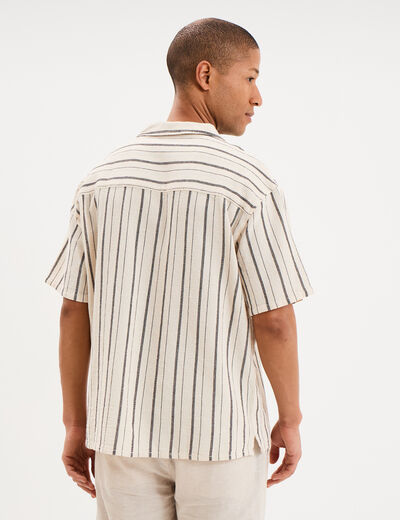 Chemise coton col cubain manches courtes ivoire homme