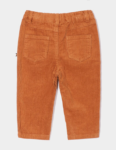 Pantalon droit velours côtelé marron cognac bébé garçon