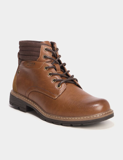 Bottines montantes crant&eacute;es zipp&eacute;es marron homme