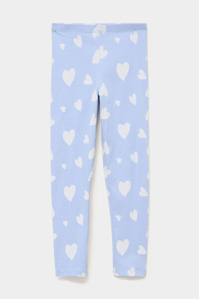Legging taille &eacute;lastiqu&eacute;e coton bleu pastel fille