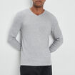 T-shirt manches longues col V gris clair homme