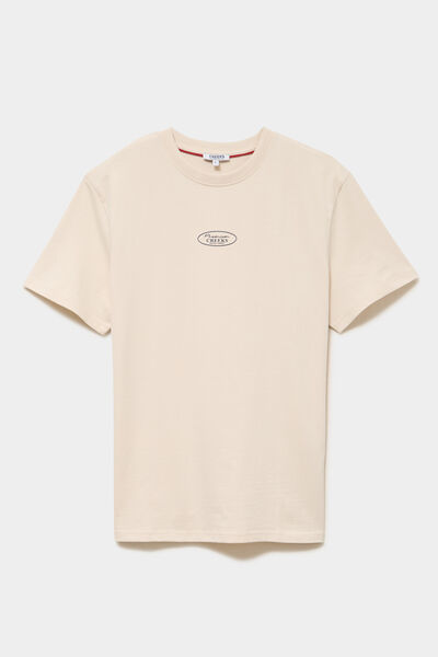 T-shirt droit manches courtes coton ecru homme