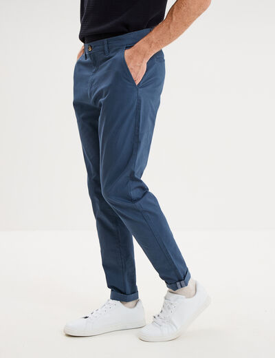 Pantalon chino slim stretch bleu gris homme