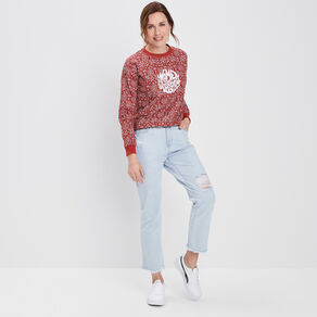 Sweat avec col rond rouge femme
