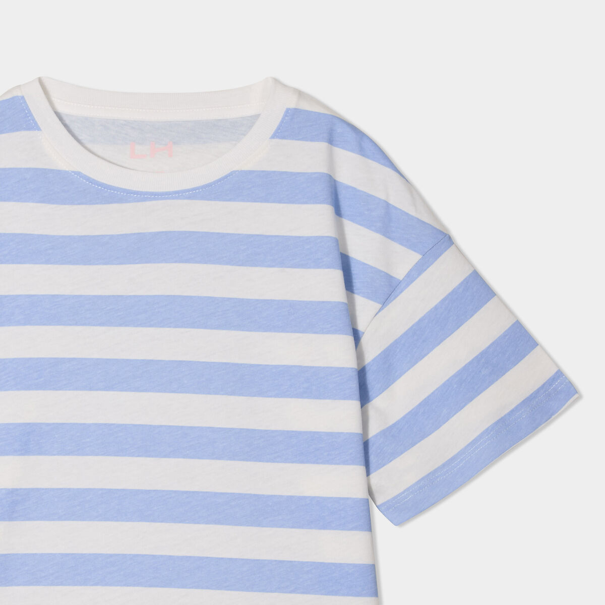 T-shirt col rond manches courtes coton ecru fille