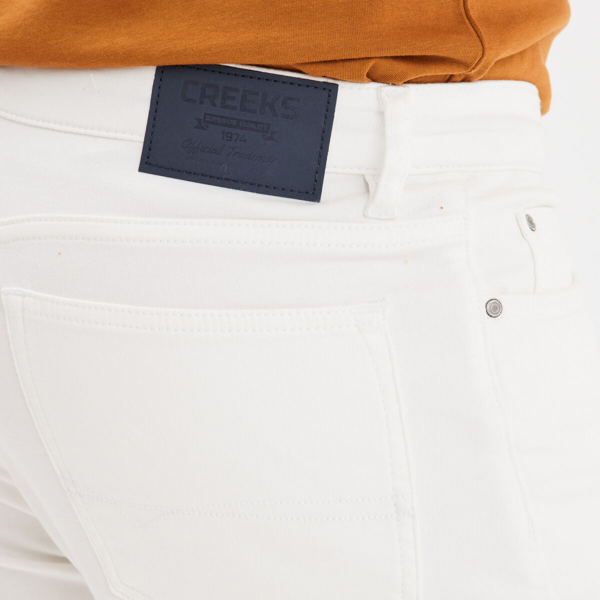 Bermuda droit à coulisse en jean Creeks ivoire homme