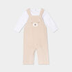 Ensemble t-shirt salopette effet velours beige b&eacute;b&eacute;