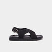 Sandales brides crois&eacute;es noir femme
