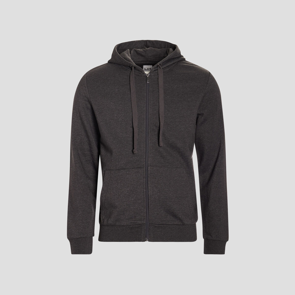 Sweat zippé molleton à capuche gris foncé homme
