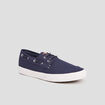 Chaussures bateau en toile bleu marine homme