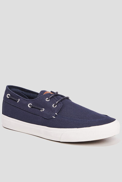 Chaussures bateau en toile bleu marine homme
