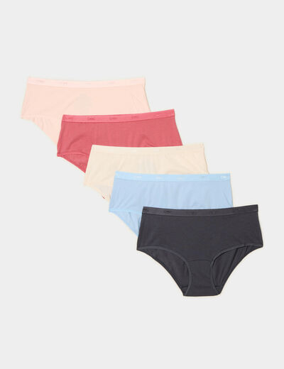 Lot 5 shortys coton rose femme