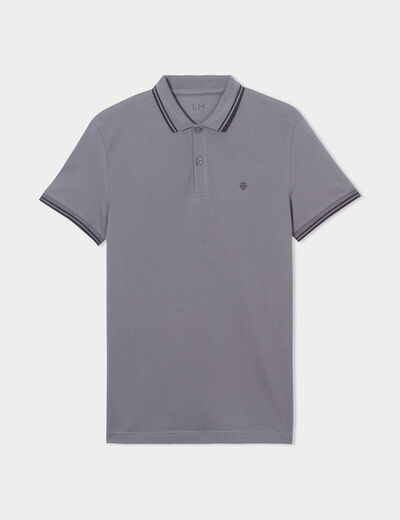 Polo manches courtes bords contrastés gris foncé homme