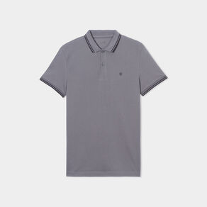 polo manches courtes bords contrastes gris fonce homme Polo manches courtes bords contrastés gris foncé homme