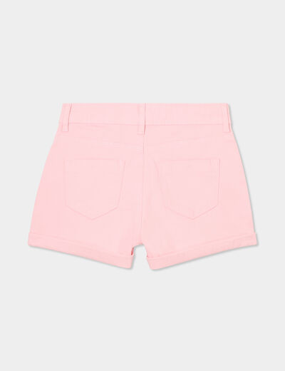 Short ajusté en twill rose corail fille