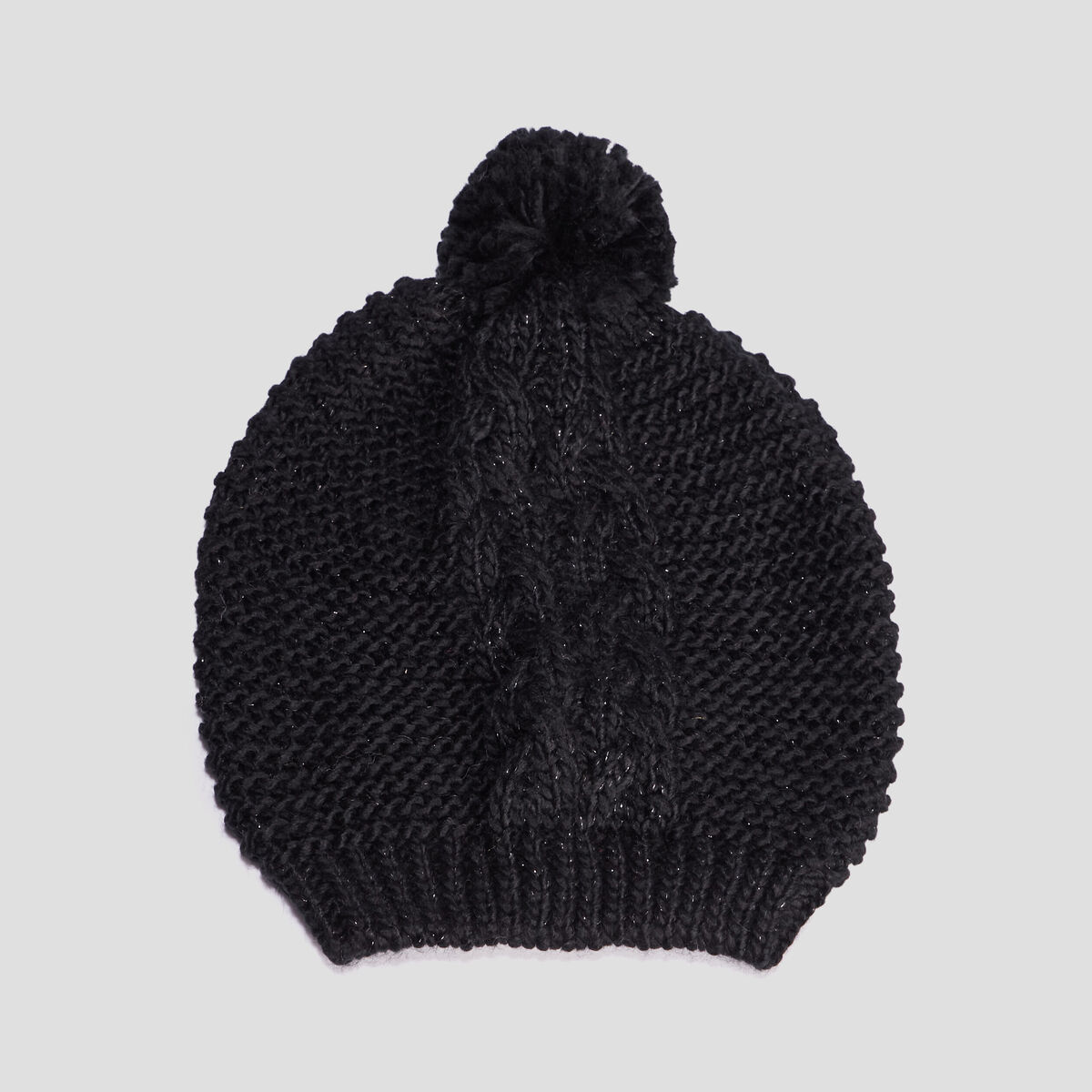 Bonnet à pompons noir femme