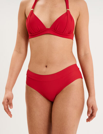 Bas de maillot de bain d&eacute;tails noeuds rouge fonc&eacute; femme