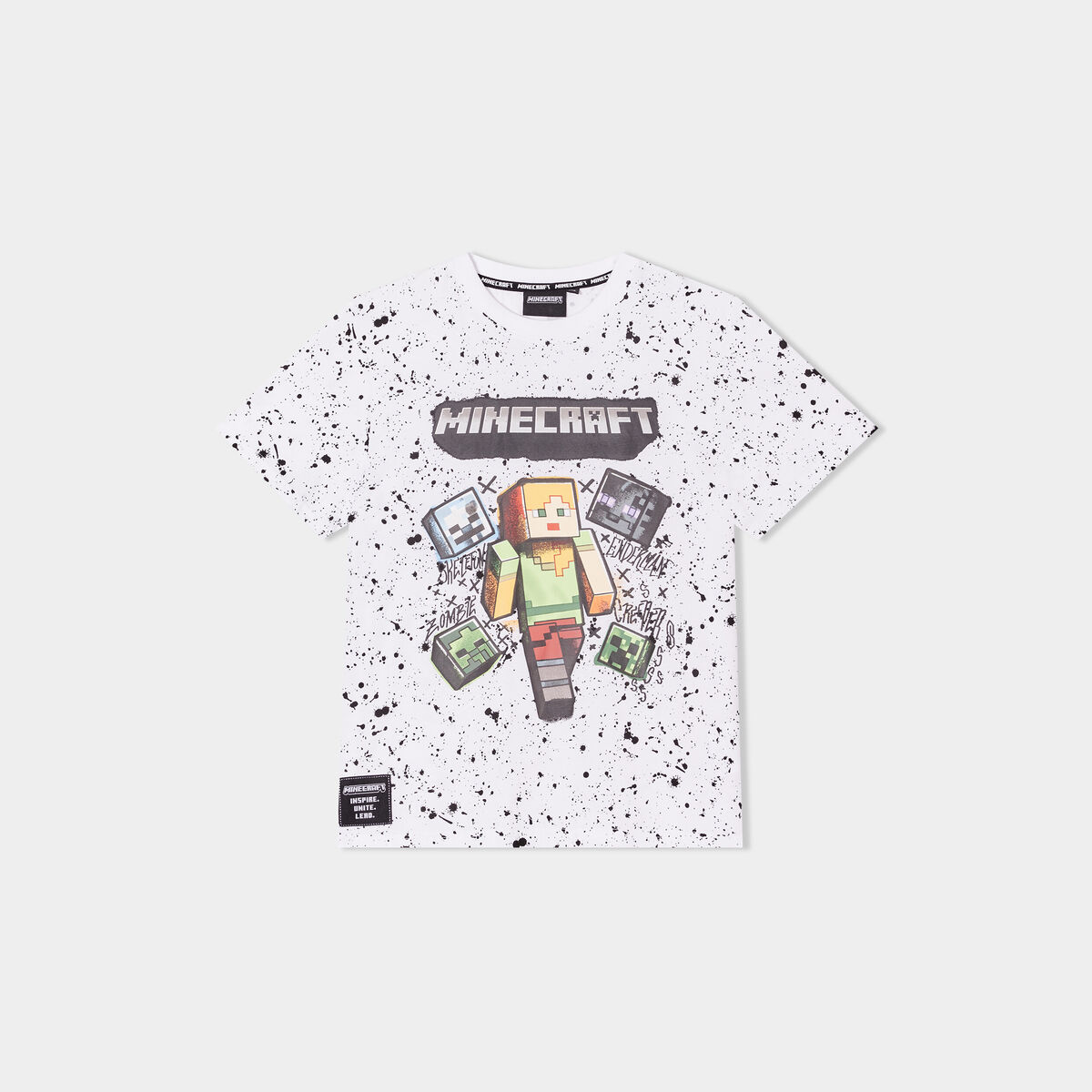 T-shirt manches courtes Minecraft blanc garçon