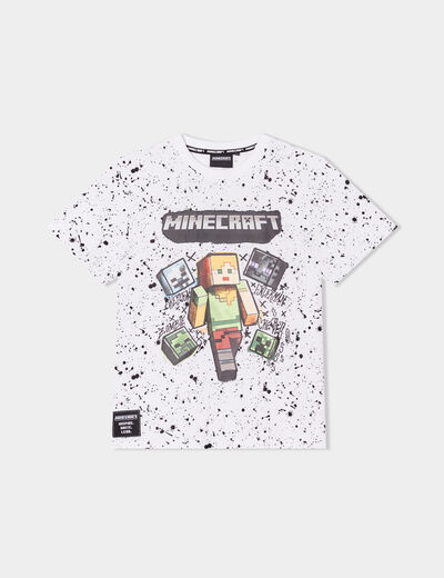 T-shirt manches courtes Minecraft blanc garçon