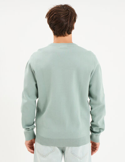Pull col rond manches longues bleu gris homme