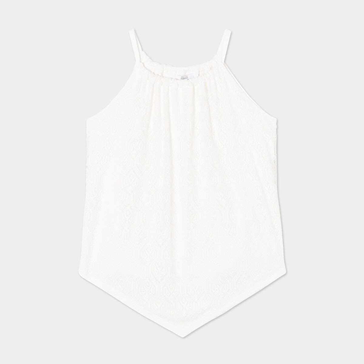 Débardeur dentelle encolure américaine blanc femme grande taille