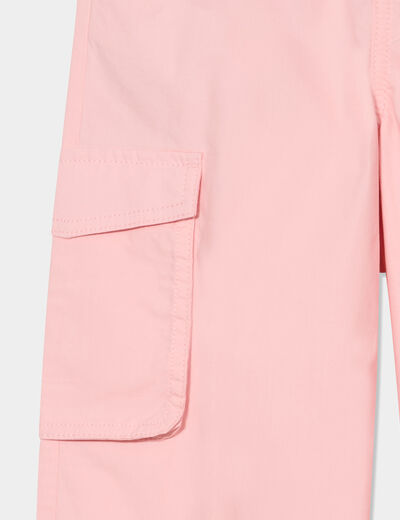 Pantalon parachute battle poches côtés rose pastel fille