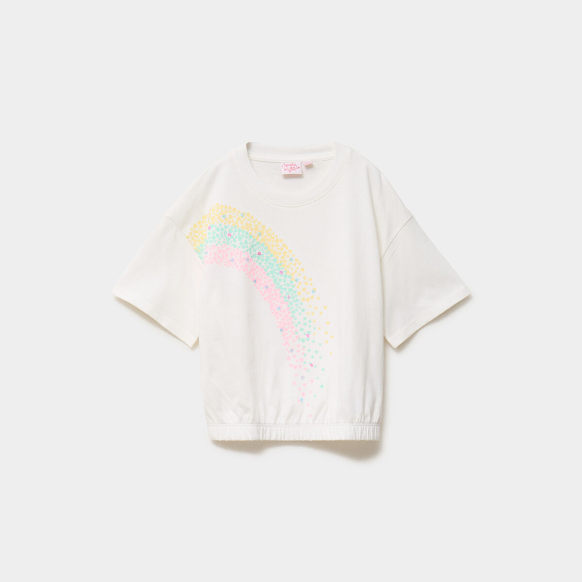 T-shirt sequins avec bas &eacute;lastiqu&eacute; ivoire fille