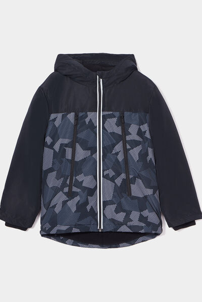 Manteau zippé à capuche noir garçon
