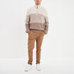 Pull camionneur col zippé taupe homme