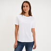T-shirt col rond manches courtes coton blanc femme