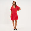 Robe courte fluide manches courtes rouge femme