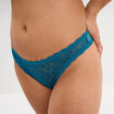 Tanga en dentelle doublure coton bleu canard femme
