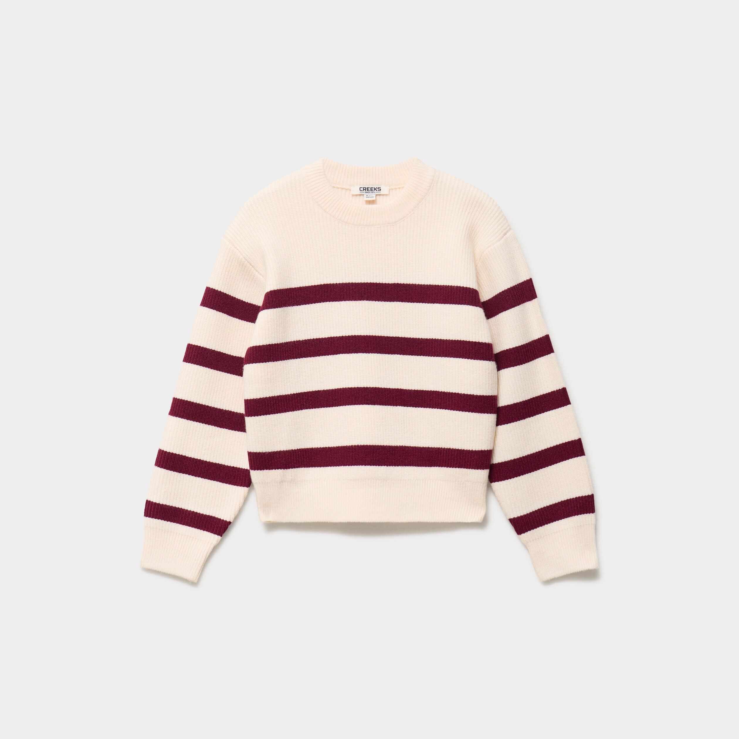Pull relax col rond manches longues bordeaux fille CREEKS
