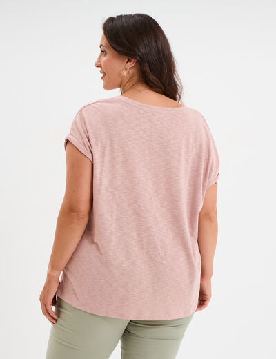T-shirt manches courtes rose poudrée femme grande taille