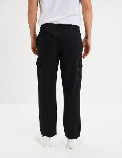Pantalon cargo taille &eacute;lastiqu&eacute;e noir homme