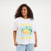 T-shirt avec manches courtes droit coton blanc femme grande taille