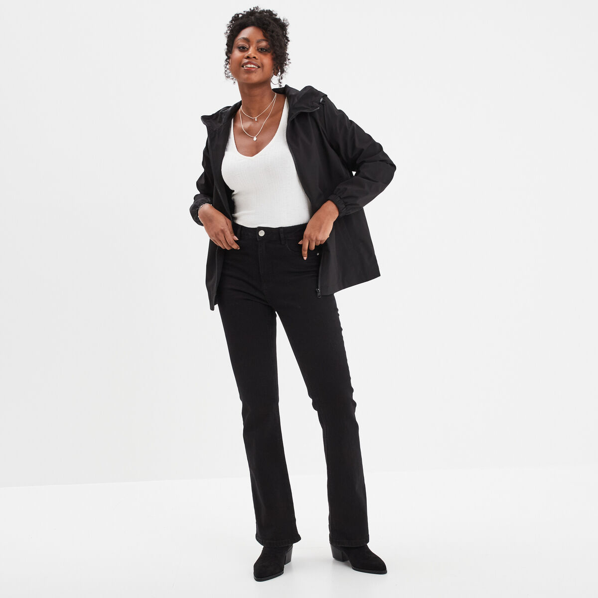 Jeans flare 5 poches Creeks denim noir femme