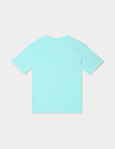 T-shirt manches courtes coton bleu turquoise garçon