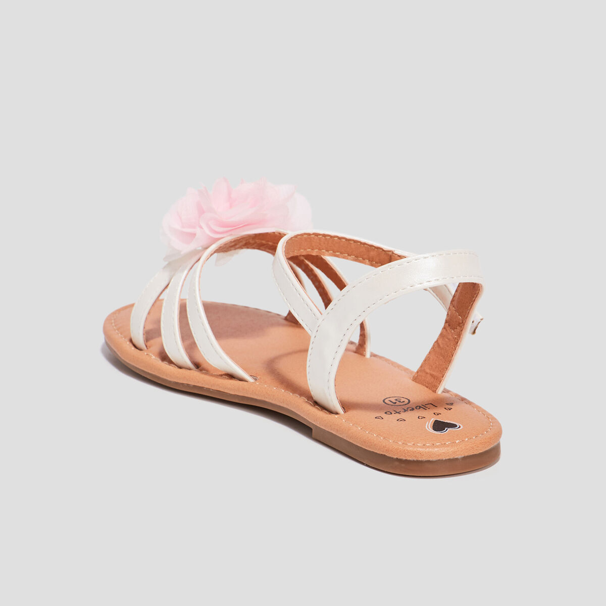 Sandales avec bride &agrave; scratch blanc fille