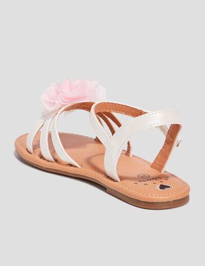 Sandales avec bride &agrave; scratch blanc fille