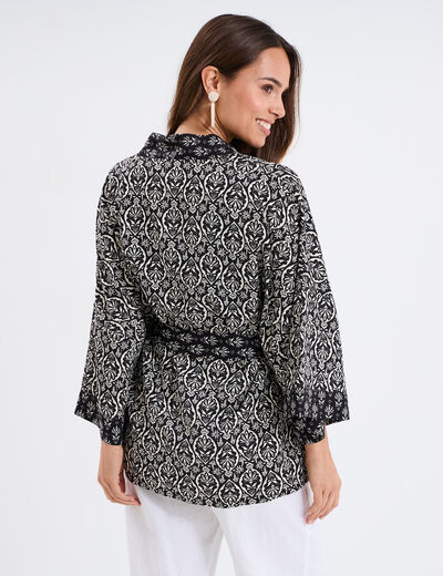 Veste kimono manches 3/4 noir femme